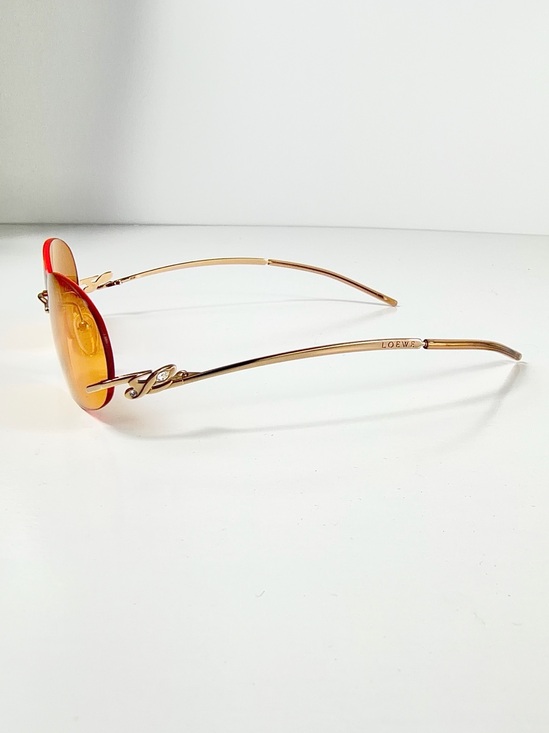 LOEWE SLW 124S Col 300X Deadstock Y2K Rimless Oval Sunglasses Orange Gold Set main image 15